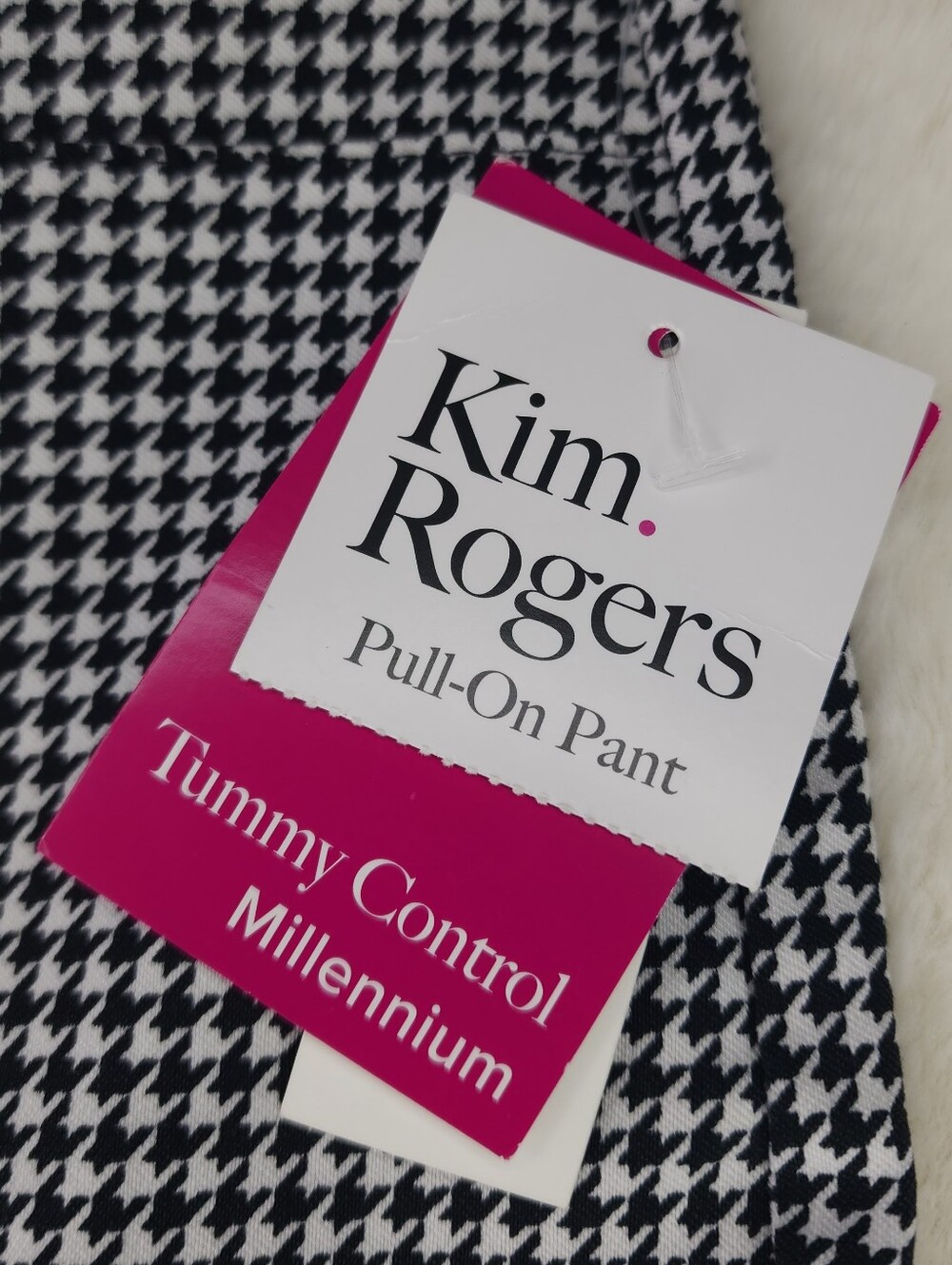 Kim Rogers Black & White Houndstooth Pull-On Straight Pants NWT - Picture 7 of 9